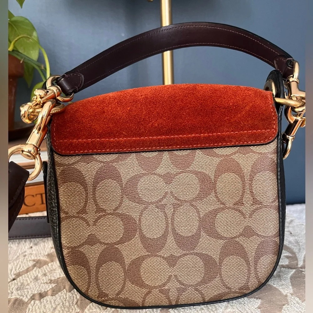 Coach Kleo compact crossbody suede and leather shoulder bag - Picture 5 of 12